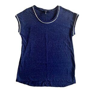 Jones of NY Women's Sleeveless Navy Blue Top with White Piping - Size S